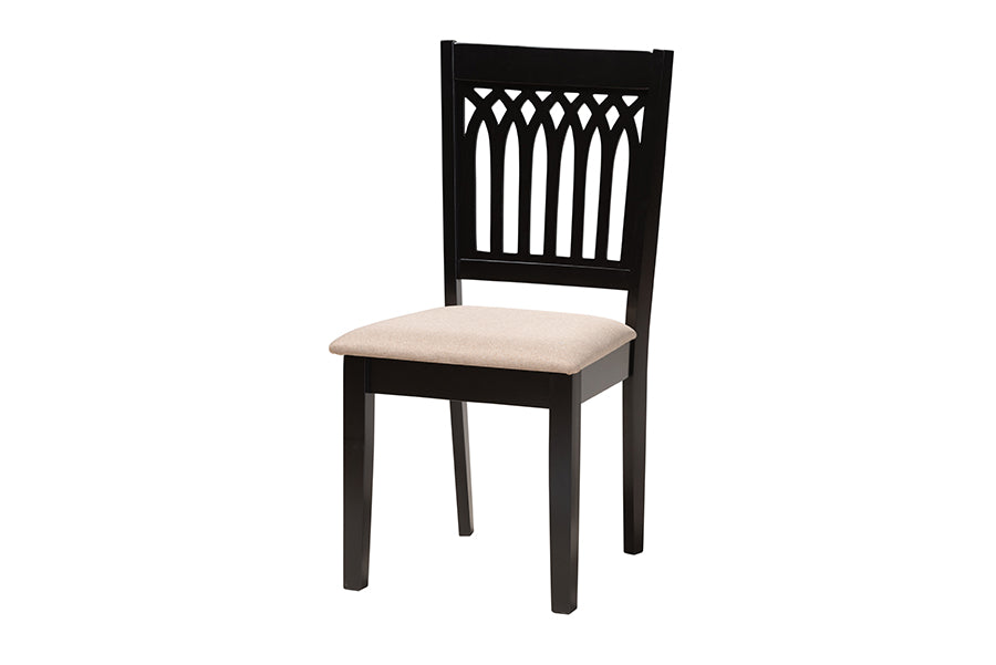 Baxton Studio Genesis Modern Beige Fabric and Dark Brown Finished Wood 7-Piece Dining Set