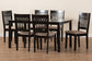 Baxton Studio Genesis Modern Beige Fabric and Dark Brown Finished Wood 7-Piece Dining Set