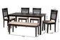 Baxton Studio Genesis Modern Beige Fabric and Dark Brown Finished Wood 6-Piece Dining Set
