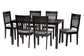 Baxton Studio Genesis Modern Grey Fabric and Dark Brown Finished Wood 7-Piece Dining Set