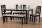 Baxton Studio Genesis Modern Grey Fabric and Dark Brown Finished Wood 6-Piece Dining Set