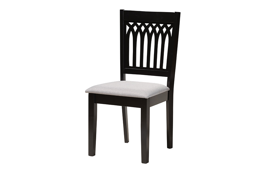 Baxton Studio Genesis Modern Grey Fabric and Dark Brown Finished Wood 6-Piece Dining Set