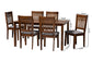 Baxton Studio Genesis Modern Grey Fabric and Walnut Brown Finished Wood 7-Piece Dining Set