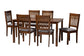 Baxton Studio Genesis Modern Grey Fabric and Walnut Brown Finished Wood 7-Piece Dining Set