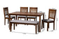 Baxton Studio Genesis Modern Grey Fabric and Walnut Brown Finished Wood 6-Piece Dining Set