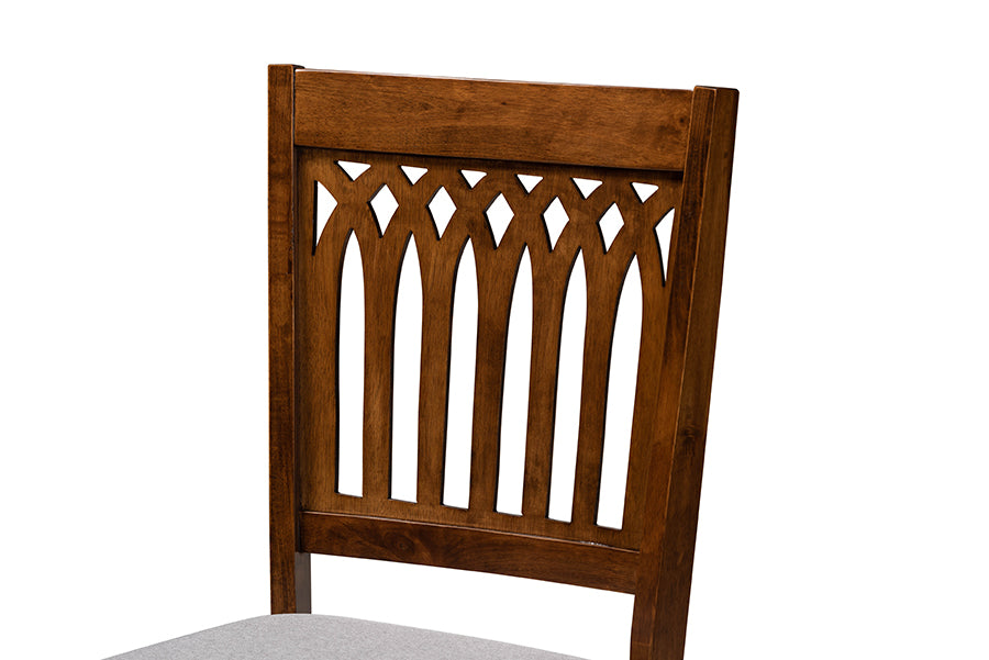 Baxton Studio Genesis Modern Grey Fabric and Walnut Brown Finished Wood 5-Piece Dining Set