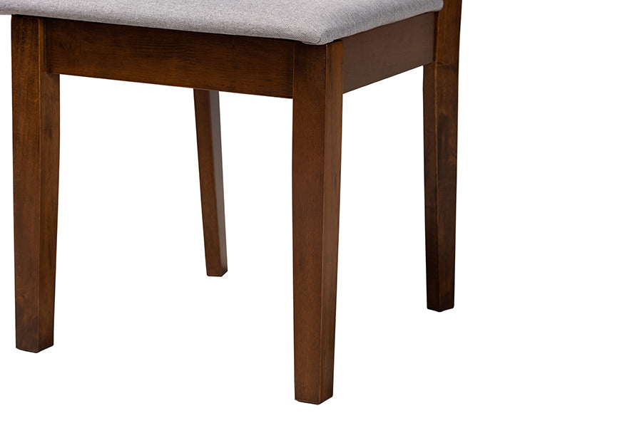 Baxton Studio Genesis Modern Grey Fabric and Walnut Brown Finished Wood 5-Piece Dining Set