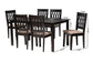 Baxton Studio Florencia Modern Beige Fabric and Espresso Brown Finished Wood 7-Piece Dining Set