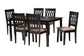 Baxton Studio Florencia Modern Beige Fabric and Espresso Brown Finished Wood 7-Piece Dining Set
