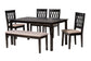 Baxton Studio Florencia Modern Beige Fabric and Espresso Brown Finished Wood 6-Piece Dining Set