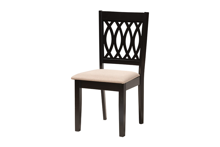 Baxton Studio Florencia Modern Beige Fabric and Espresso Brown Finished Wood 6-Piece Dining Set