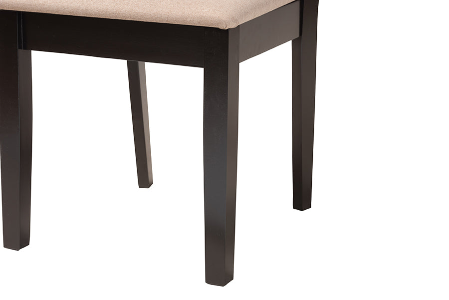 Baxton Studio Florencia Modern Beige Fabric and Espresso Brown Finished Wood 2-Piece Dining Chair Set