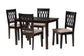 Baxton Studio Florencia Modern Beige Fabric and Espresso Brown Finished Wood 5-Piece Dining Set