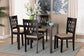 Baxton Studio Florencia Modern Beige Fabric and Espresso Brown Finished Wood 5-Piece Dining Set