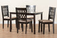 Baxton Studio Florencia Modern Beige Fabric and Espresso Brown Finished Wood 5-Piece Dining Set
