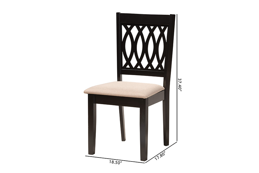 Baxton Studio Florencia Modern Beige Fabric and Espresso Brown Finished Wood 2-Piece Dining Chair Set