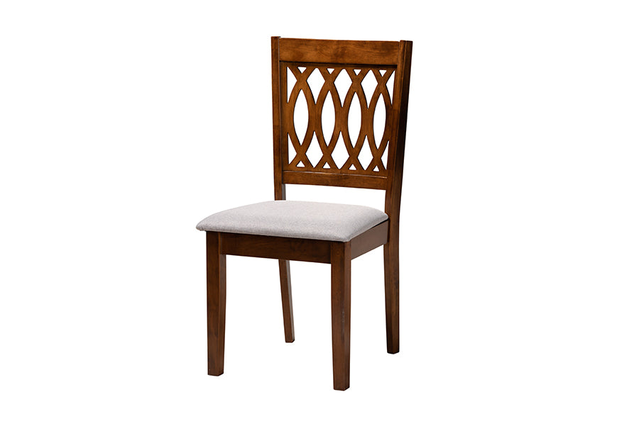 Baxton Studio Florencia Modern Grey Fabric and Walnut Brown Finished Wood 7-Piece Dining Set