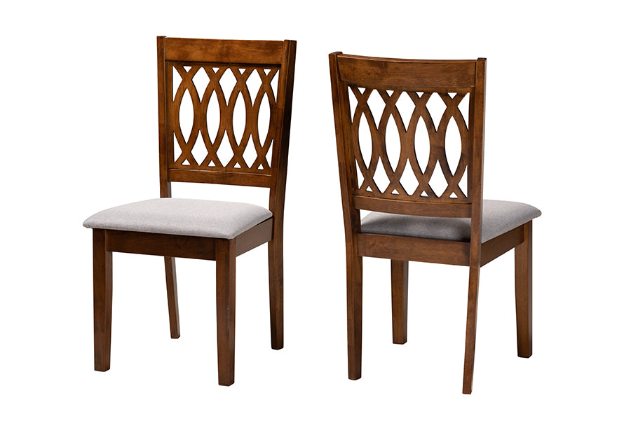 Baxton Studio Florencia Modern Grey Fabric and Walnut Brown Finished Wood 2-Piece Dining Chair Set
