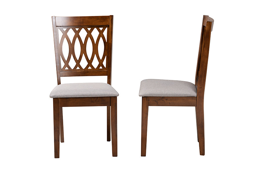 Baxton Studio Florencia Modern Grey Fabric and Walnut Brown Finished Wood 2-Piece Dining Chair Set