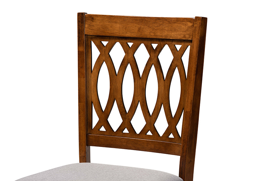 Baxton Studio Florencia Modern Grey Fabric and Walnut Brown Finished Wood 2-Piece Dining Chair Set