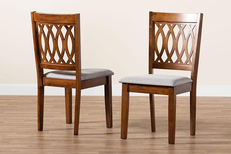 Baxton Studio Florencia Modern Grey Fabric and Walnut Brown Finished Wood 2-Piece Dining Chair Set
