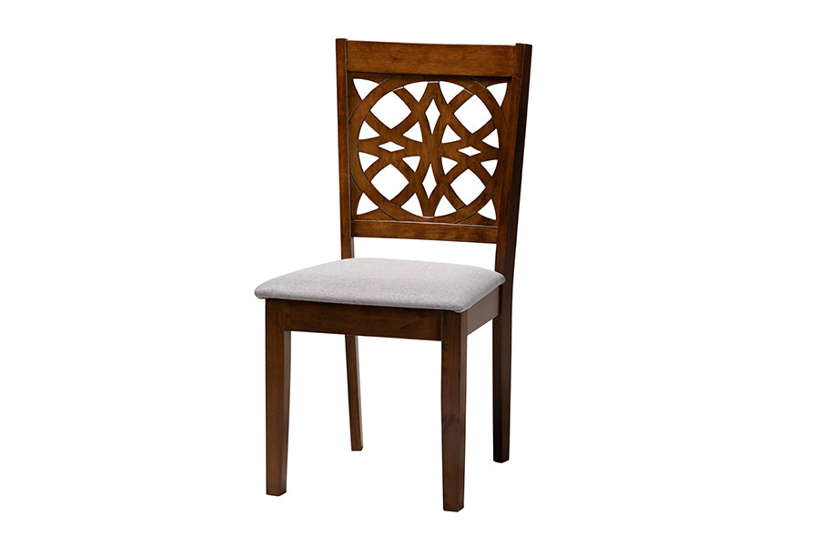 Baxton Studio Abigail Modern Grey Fabric and Walnut Brown Finished Wood 7-Piece Dining Set