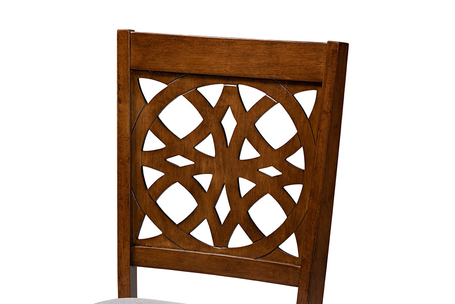 Baxton Studio Abigail Modern Grey Fabric and Walnut Brown Finished Wood 7-Piece Dining Set