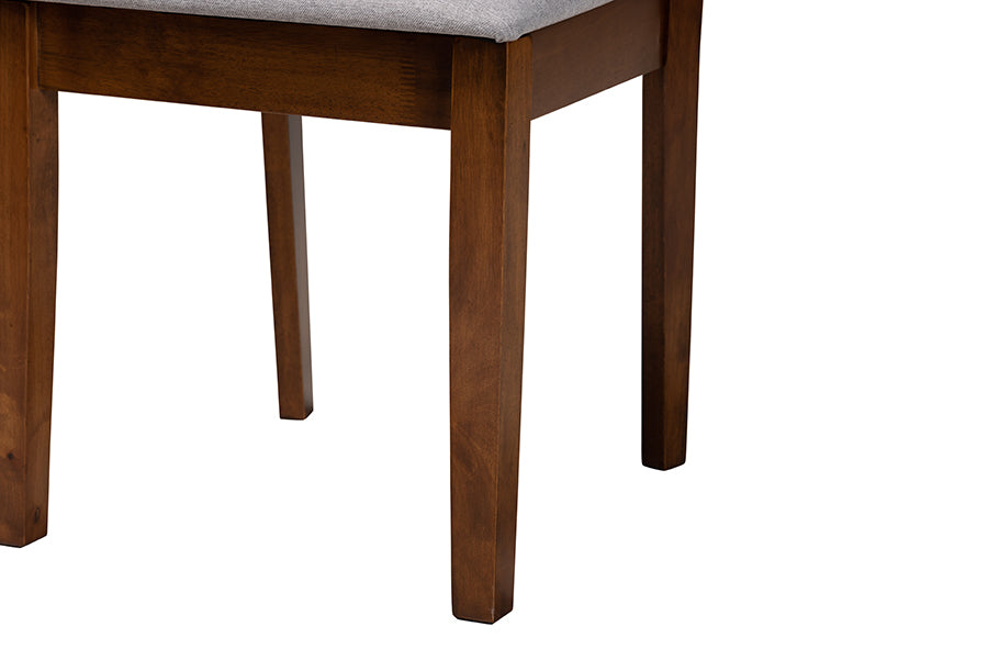 Baxton Studio Abigail Modern Grey Fabric and Walnut Brown Finished Wood 7-Piece Dining Set