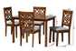 Baxton Studio Abigail Modern Grey Fabric and Walnut Brown Finished Wood 5-Piece Dining Set