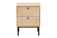 Baxton Studio Sherwin Mid-Century Modern Light Brown and Black 2-Drawer End Table with Woven Rattan Accent FredCo