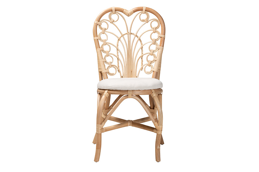 bali & pari Jerica Modern Bohemian Natural Brown Rattan Dining Chair