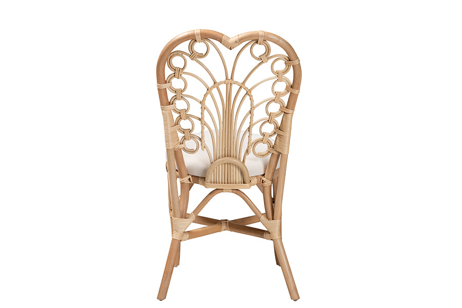 bali & pari Jerica Modern Bohemian Natural Brown Rattan Dining Chair