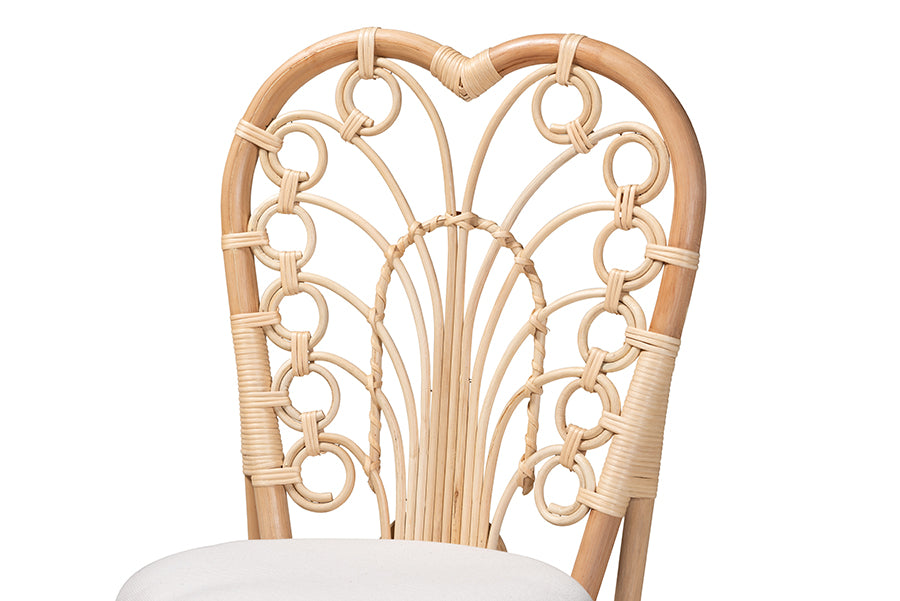 bali & pari Jerica Modern Bohemian Natural Brown Rattan Dining Chair
