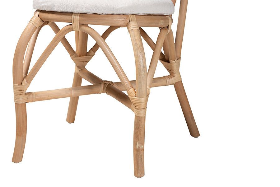 bali & pari Jerica Modern Bohemian Natural Brown Rattan Dining Chair