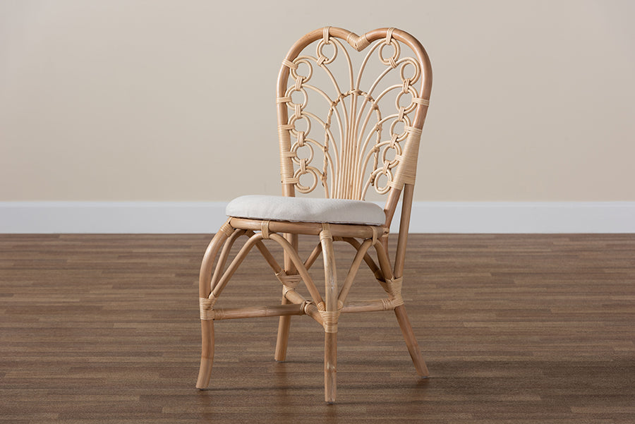 bali & pari Jerica Modern Bohemian Natural Brown Rattan Dining Chair