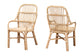 bali & pari Sumatera Modern Bohemian Natural Brown Rattan 2-Piece Dining Chair Set