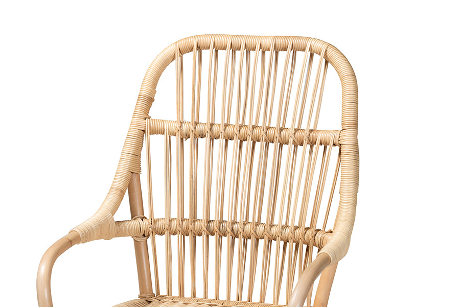 bali & pari Sumatera Modern Bohemian Natural Brown Rattan 2-Piece Dining Chair Set
