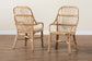 bali & pari Sumatera Modern Bohemian Natural Brown Rattan 2-Piece Dining Chair Set