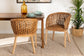 bali & pari Mario Modern Bohemian Natural Brown Finished Teak Wood and Rattan 2-Piece Dining Chair Set