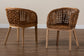 bali & pari Mario Modern Bohemian Natural Brown Finished Teak Wood and Rattan 2-Piece Dining Chair Set