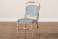 bali & pari Luciana Modern French Blue and White Weaving Natural Rattan Bistro Chair