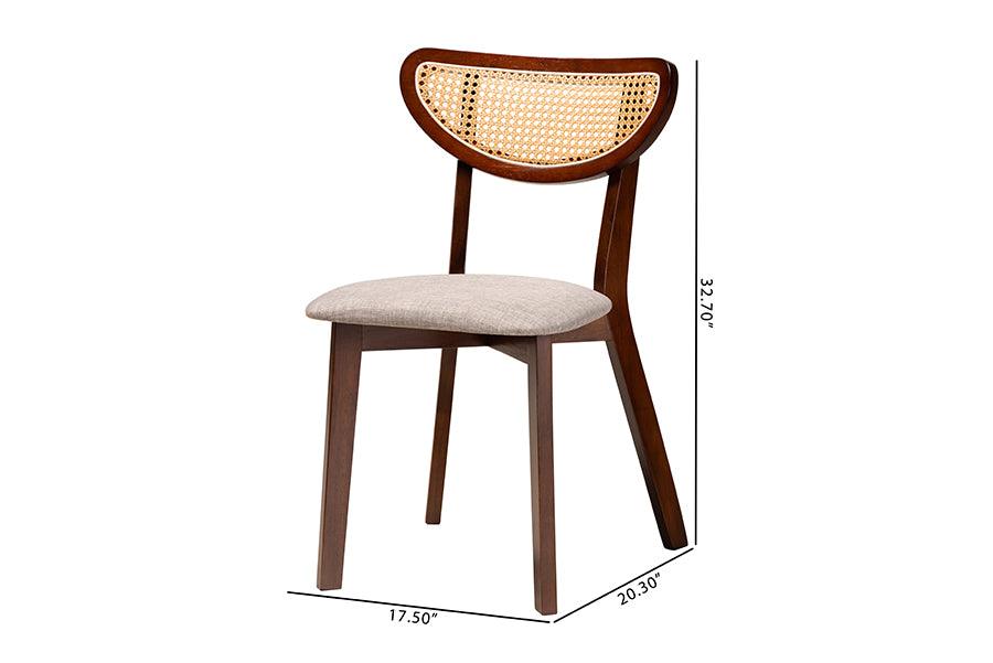Baxton Studio Dannell Mid-Century Modern Grey Fabric and Walnut Brown Finished Wood Dining Chair FredCo