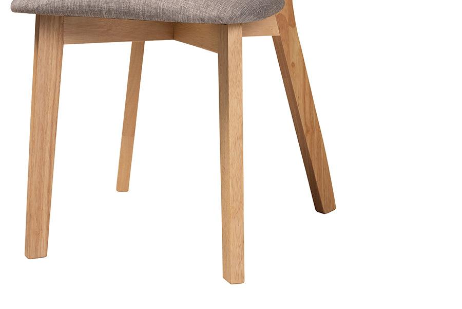 Baxton Studio Dannell Mid-Century Modern Grey Fabric and Natural Oak Finished Wood Dining Chair FredCo