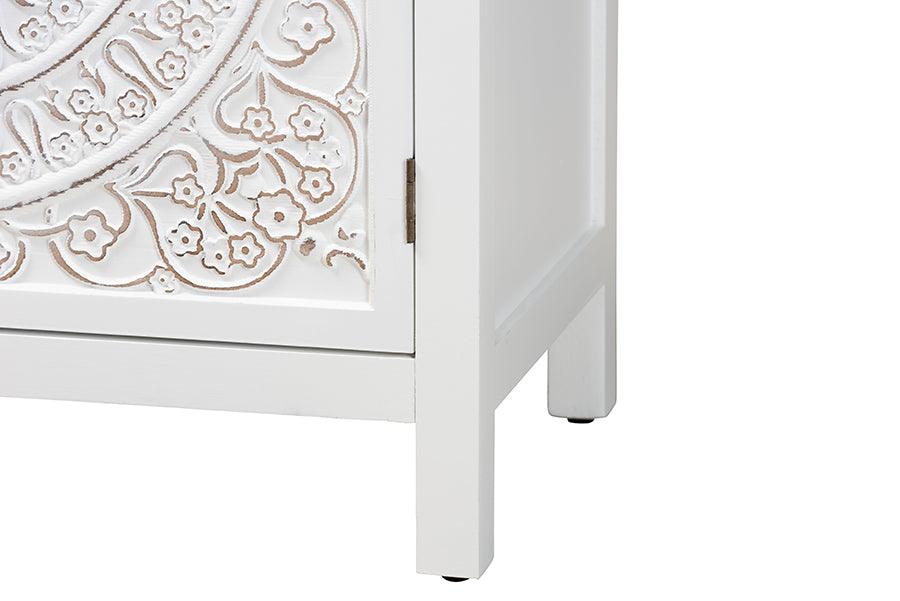 Baxton Studio Yelena Classic and Traditional White Finished Wood 2-Door Storage Cabinet FredCo