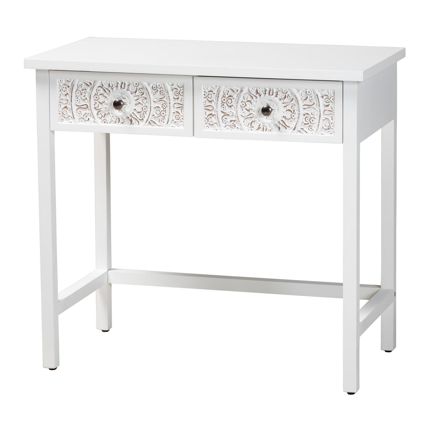 Baxton Studio Yelena Classic and Traditional White Finished Wood 2-Drawer Console Table FredCo