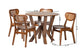Baxton Studio Crystal 5-Piece Dining Set - Mid-Century Modern Round Table and Chair Set for Dining Room, Kitchen, Apartment