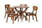 Baxton Studio Kenna 5-Piece Dining Set - Mid-Century Modern Round Table and Chair Set for Dining Room, Kitchen, Apartment