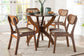 Baxton Studio Kenna 5-Piece Dining Set - Mid-Century Modern Round Table and Chair Set for Dining Room, Kitchen, Apartment