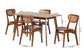Baxton Studio Kristy 5-Piece Dining Set - Mid-Century Modern Rectangle Table and Chair Set for Dining Room, Kitchen, Apartment