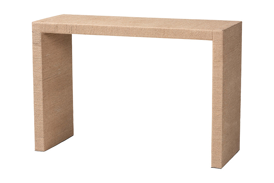 Mesa consola Colandra moderna de estilo bohemio con algas marinas y madera en marrón natural de Bali &amp; Pari